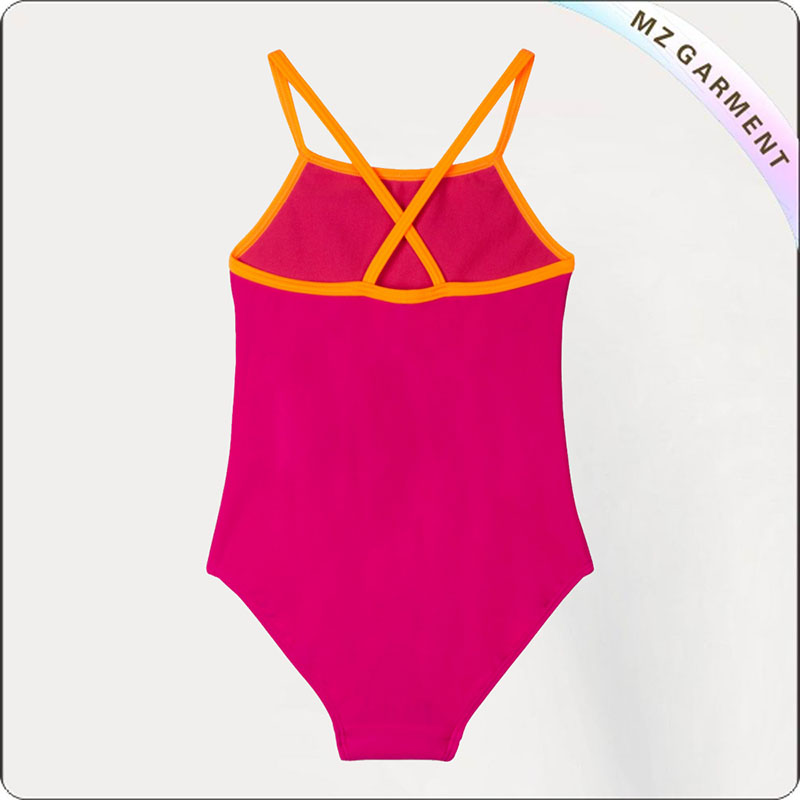 Girls' Pink Printed Flamingo Swimsuit