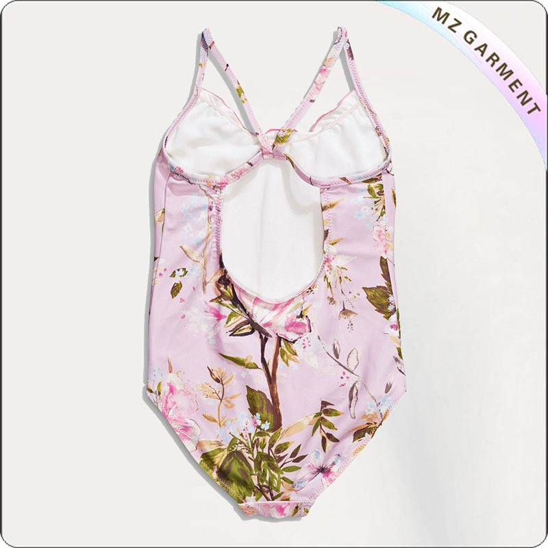 Girls' Printed Flower Swimsuit
