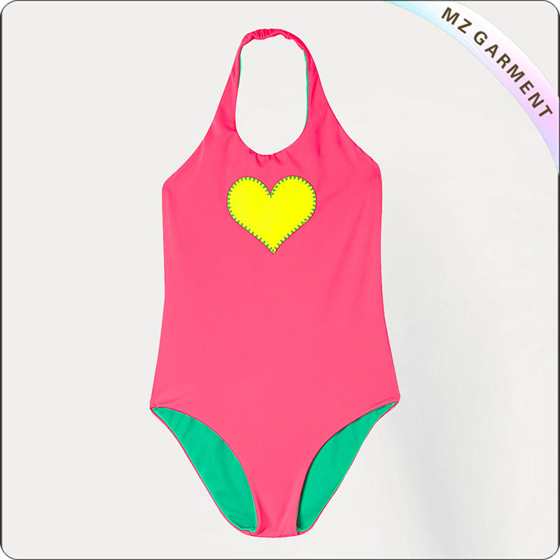 Girls' Reversible Heart Swimsuit