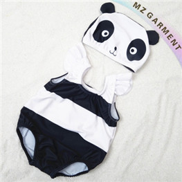 Kids Panda Swimsuit, Nylon & Spandex Materials, with Cute Panda Cap