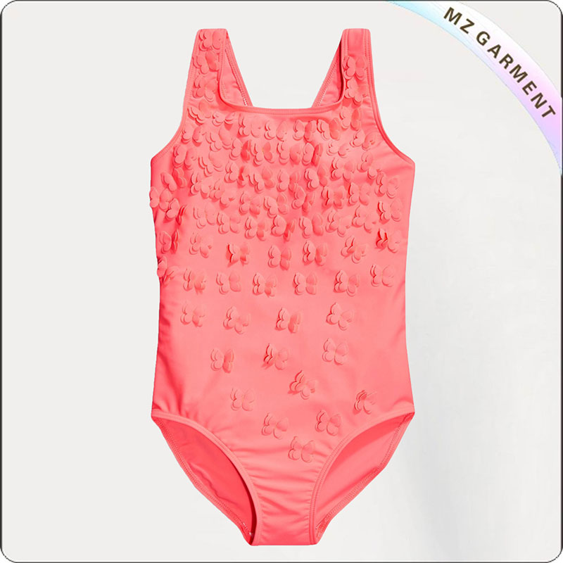 Kids Pink Butterflies Swimsuit