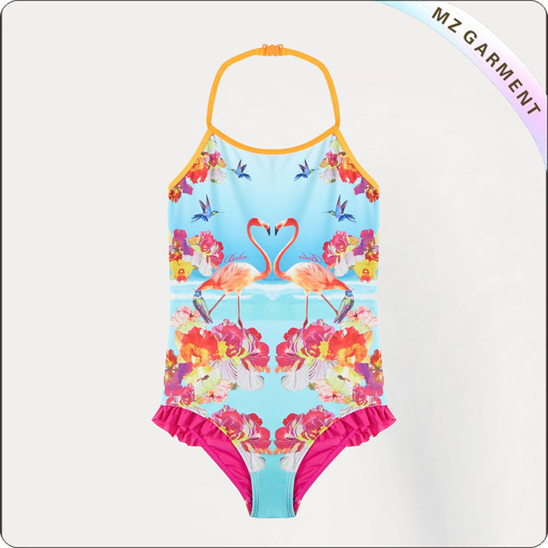 Kids Printed Flower & Swan Swimsuit
