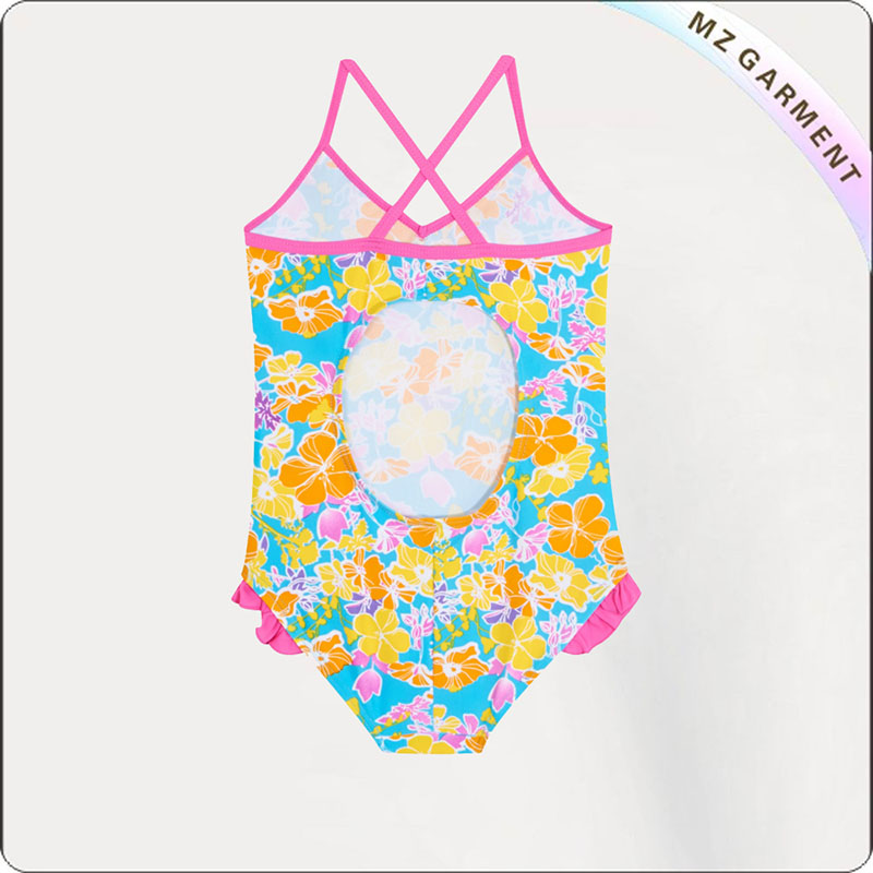Kids Printed Flower Swimsuit