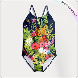 Kids Floral Pattern Swimsuit
