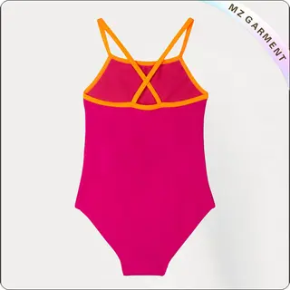 Girls' Pink Printed Flamingo Swimsuit