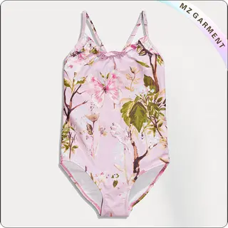 Girls' Printed Flower Swimsuit