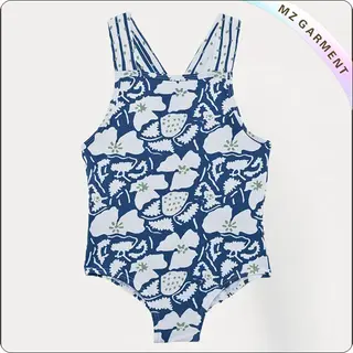 Girls' Navy Strawberry Swimsuit