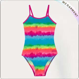 Girl's Rainbow Striped Swimsuit