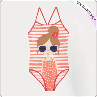 Girls' Fashionable Cartoon Swimsuit