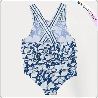 Girls' Navy Strawberry Swimsuit