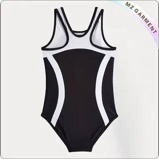Girls' Black & White Swimsuit