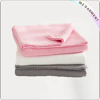 Solid Pink White and Gray Blanket