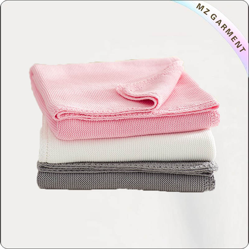 Solid Pink White and Gray Blanket