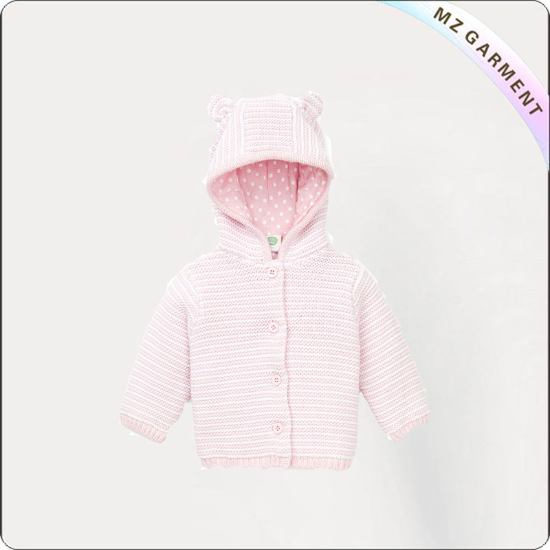 Pink Open Front Hooded Cardigan
