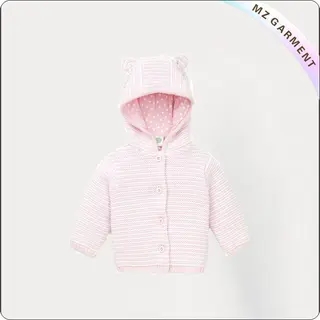 Pink Open Front Hooded Cardigan