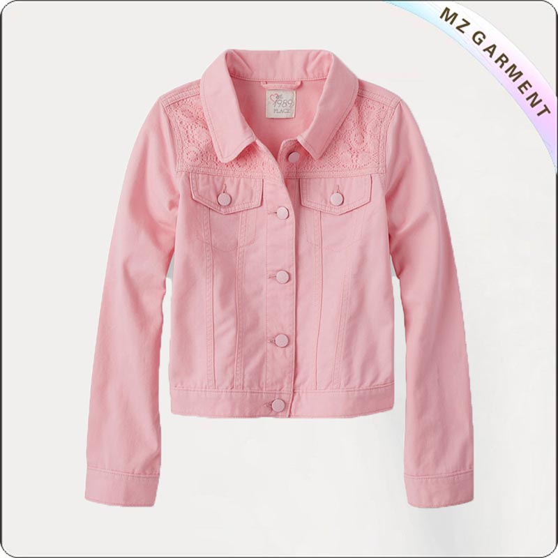 Lace Shoulder Denim Jacket