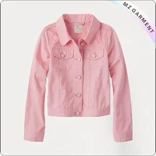 Lace Shoulder Denim Jacket