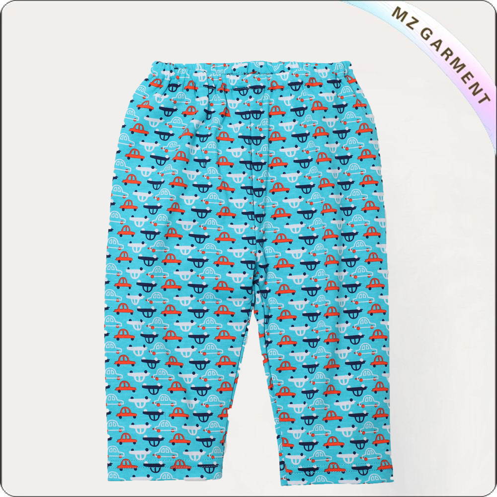 Aqua Pull-on Car Print Pants