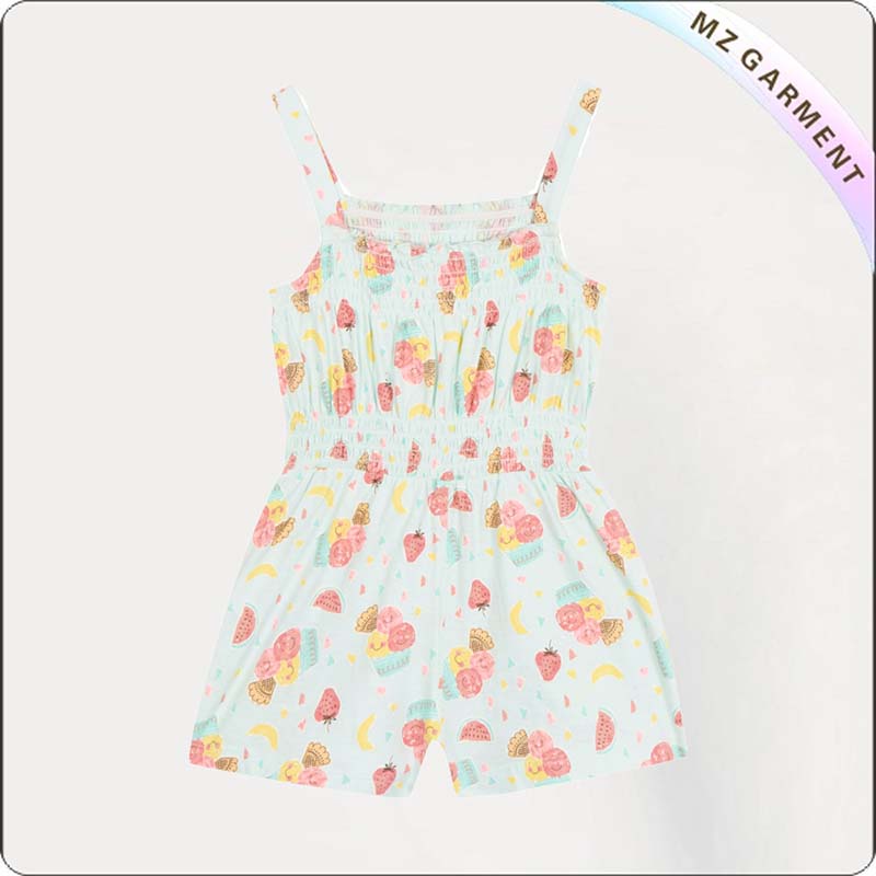Girls Light Green Ice Cream Print Playsuit