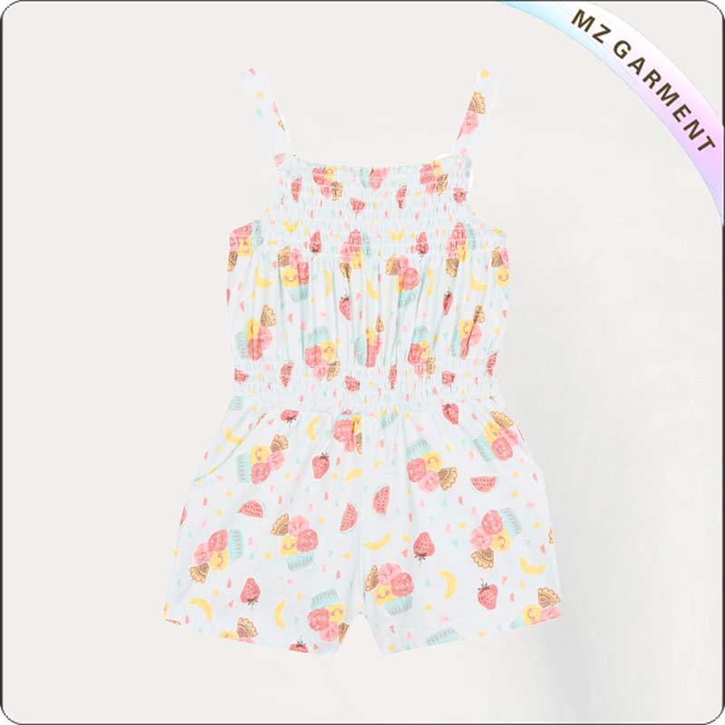 Girls Light Green Ice Cream Print Playsuit