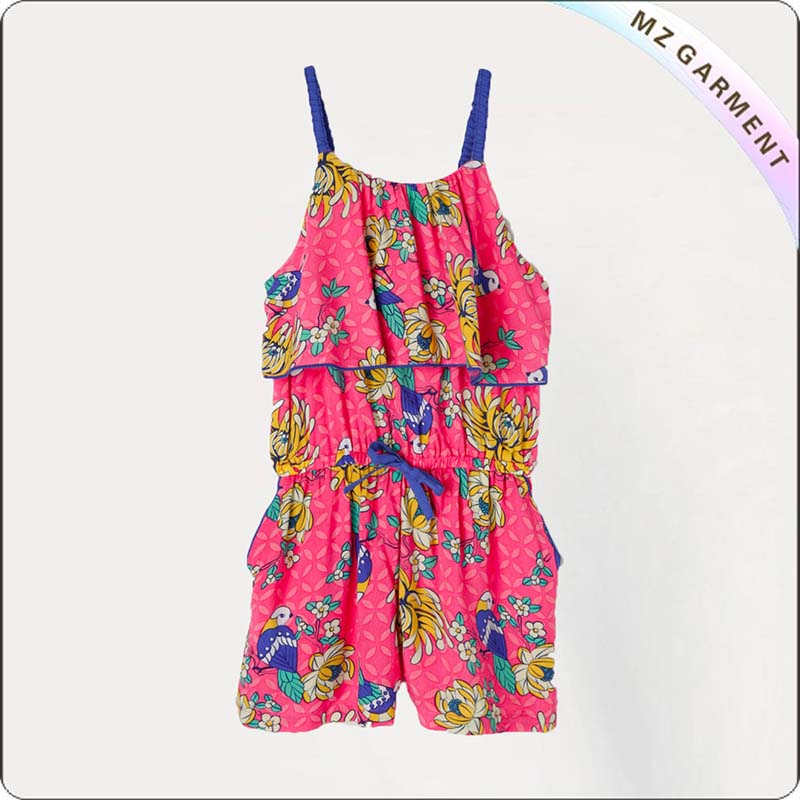 Chrysanthemum Print Keg Short Playsuit