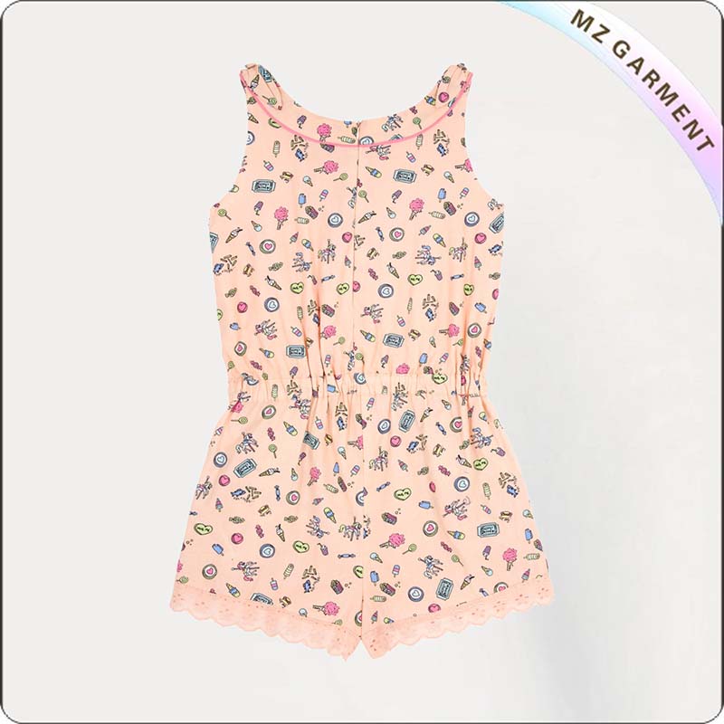 Girls Pink Pier Print Snapsuit