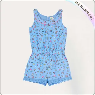 Girls Pier Print Snapsuit