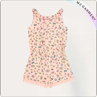 Girls Pink Pier Print Snapsuit
