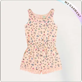 Girls Pink Pier Print Snapsuit