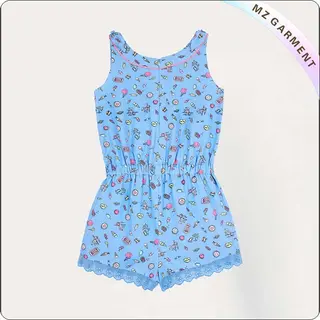 Girls Pier Print Snapsuit