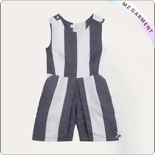Black White Striped Playsuit