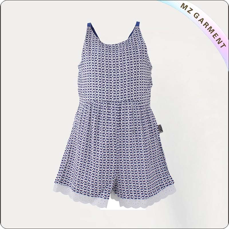 White Blue Playsuit
