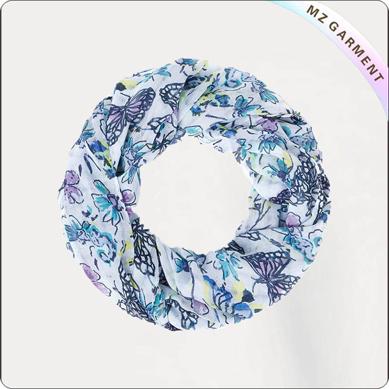 Blue Cotton Butterfly Scarf