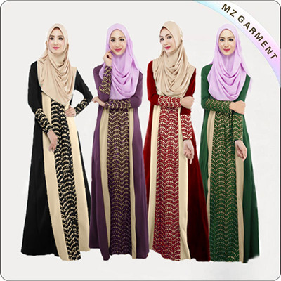 100% Polyester Ladies Muslim Dress Long Sleeve