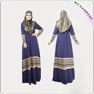 100% Cotton Muslim Dress Long Sleeve Red Purple