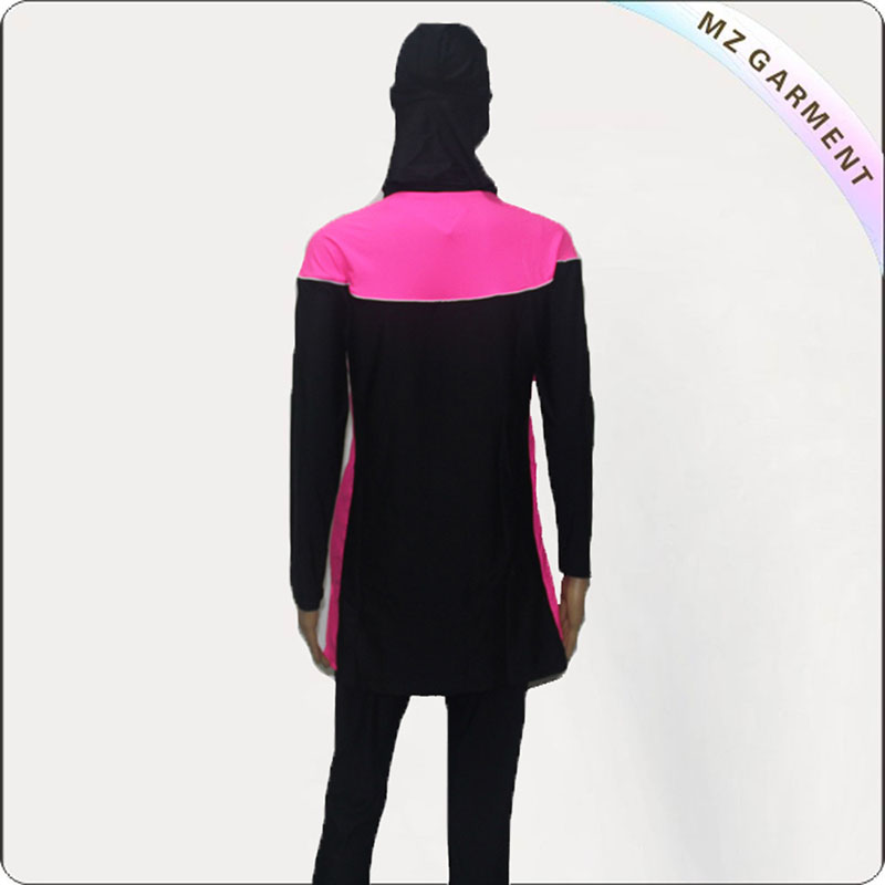 Black & Fuschia Floral Muslim Swimwear