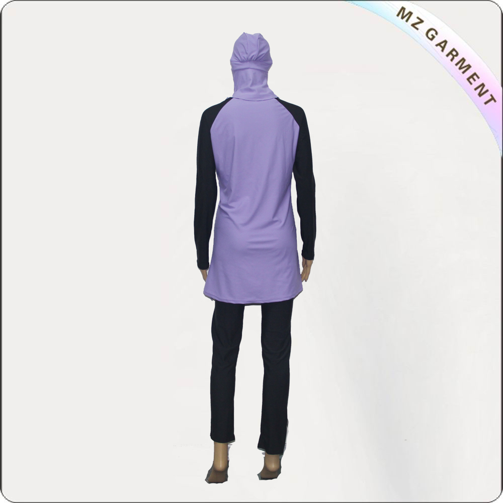 Black & Purple Long Sleeve Muslim Swimwear