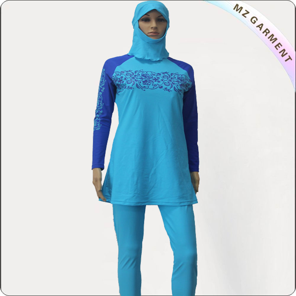 Blue & Royal Long Sleeve Muslim Swimwear