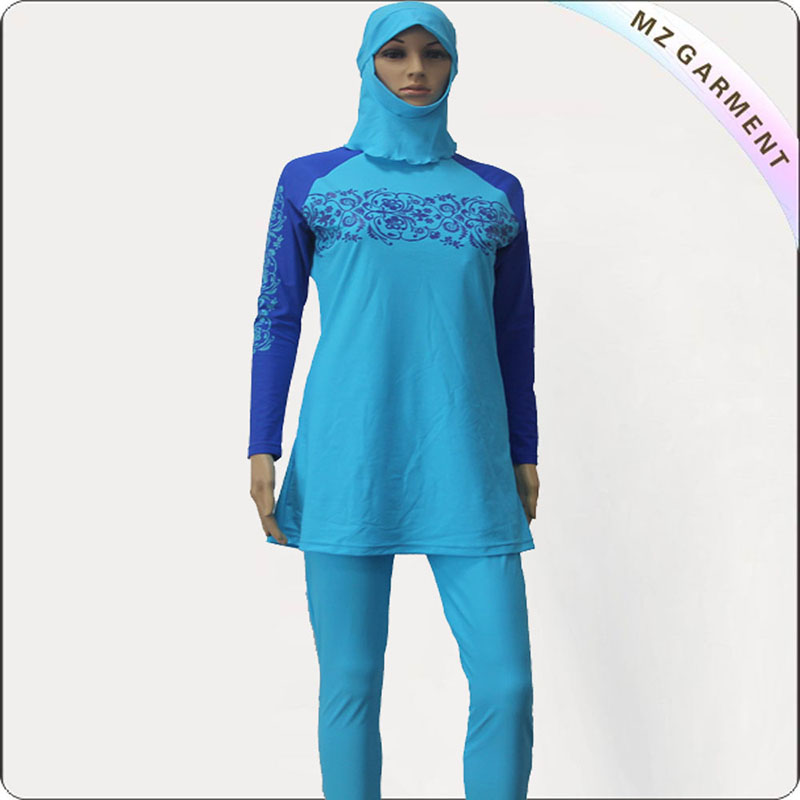 Bright Blue & Dark Blue Muslim Swimwear