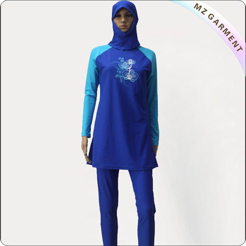 Female Blue Muslim Swimwear