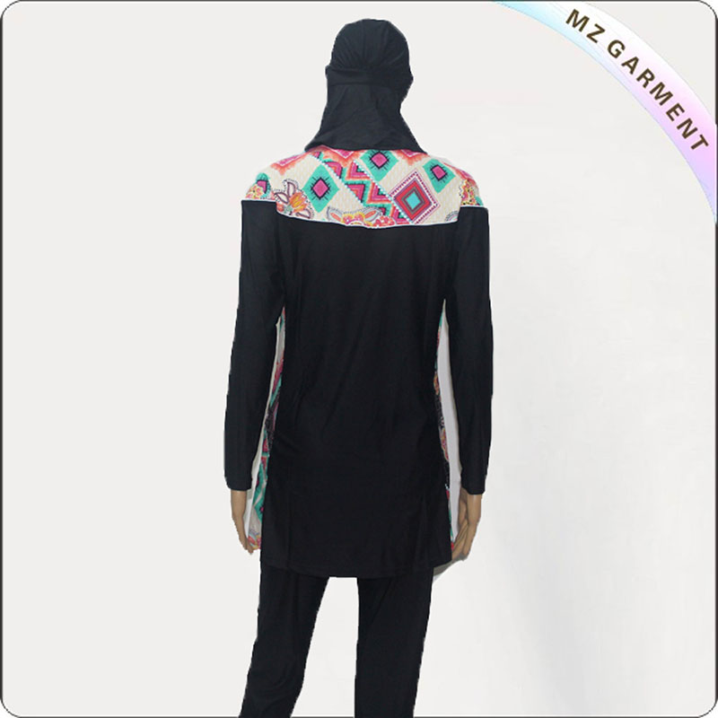 Female Lattice Print Muslim Swimwear