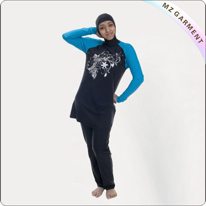 Female Navy & Jade Muslim Swimwear