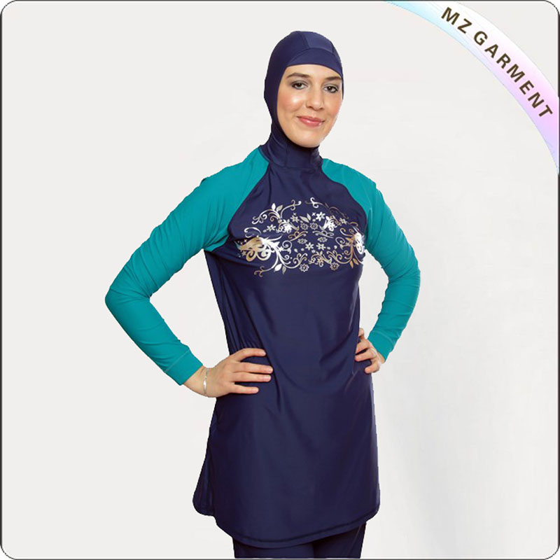 Female Navy & Jade Muslim Swimwear