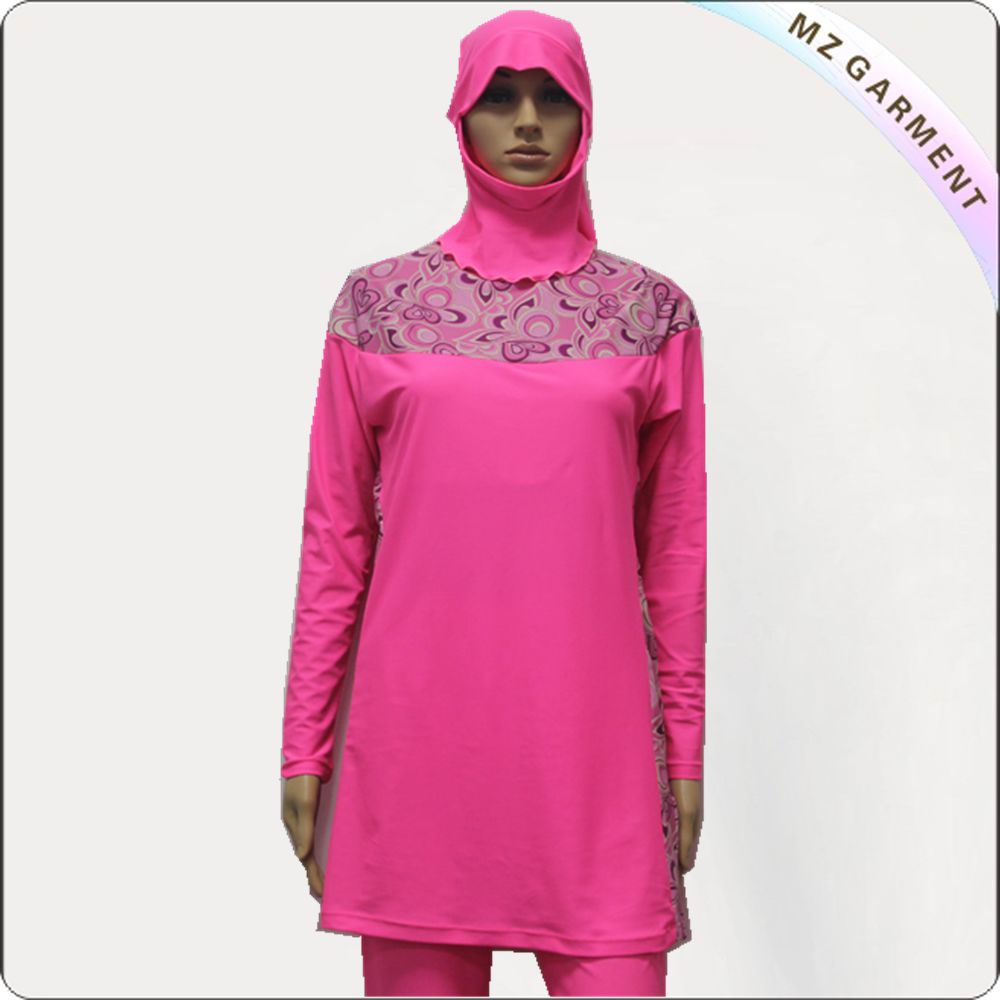 Pink Long Sleeve Muslim Swimwear