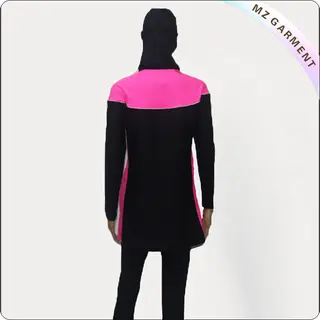 Black & Fuschia Floral Muslim Swimwear