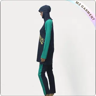 Yellow & Black Long Sleeve Muslim Swimwear