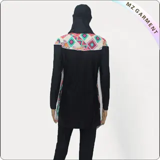 Female Lattice Print Muslim Swimwear