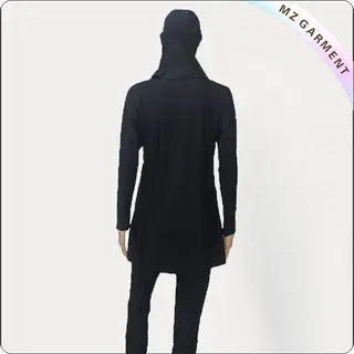 Women Solid Black Muslim Swimwear