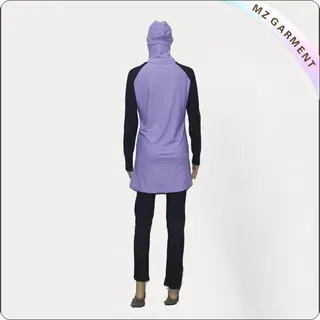 Black & Purple Long Sleeve Muslim Swimwear
