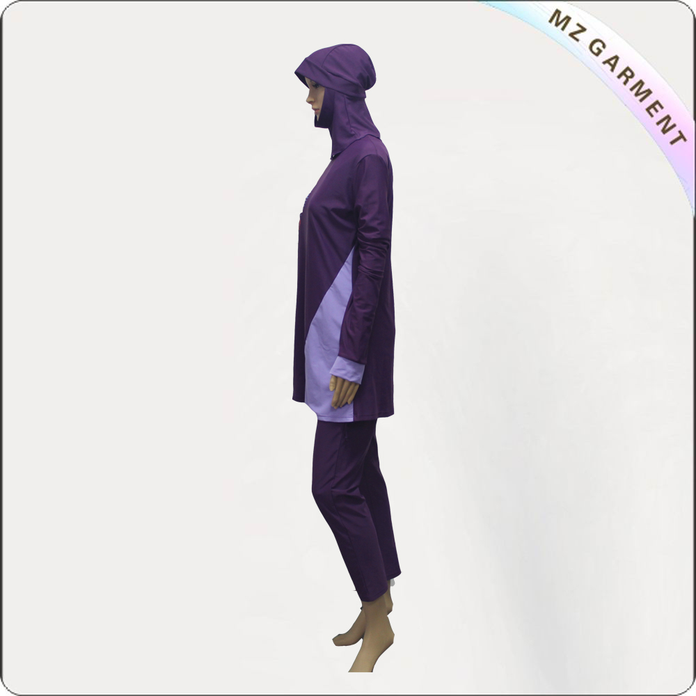 Rose & Purple Long Sleeve Muslim Swimwear